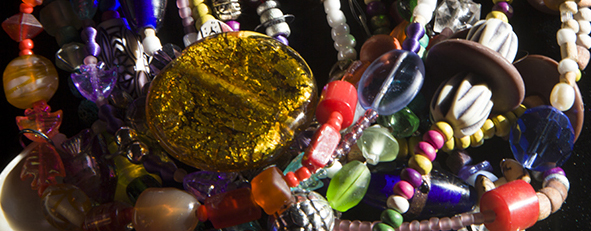 brightly handmade coloured beaded necklaces
