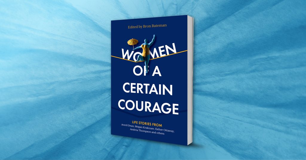 the women of a certain courage anthology cover on a radiating blue background
